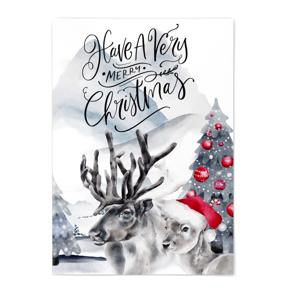 Watercolor Christmas Wall Art Illustration Print Poster Unframed - Picture 2 of 6